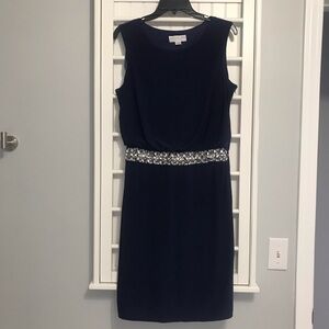 Brand New Navy Dress With Embellished Waist Band